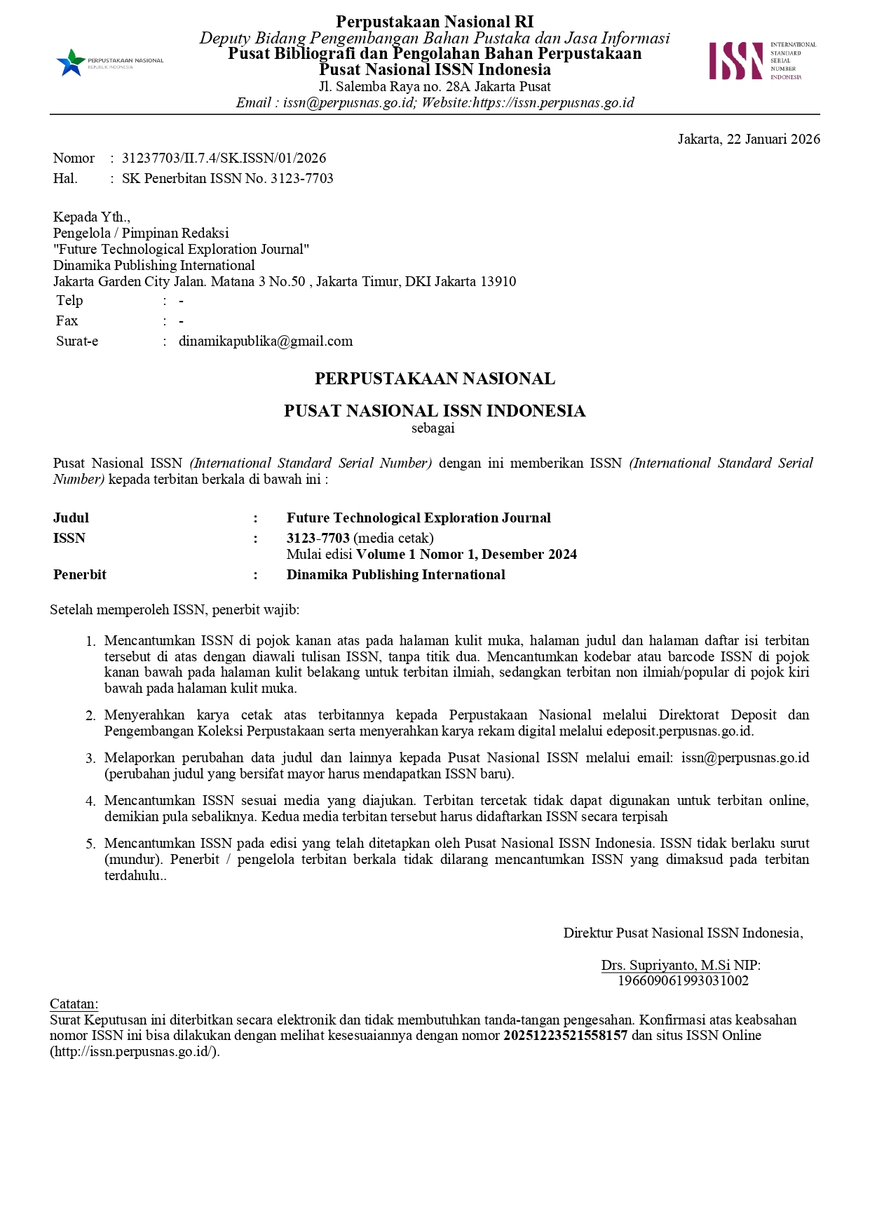 Barcode P-ISSN untuk Jurnal FUTURE